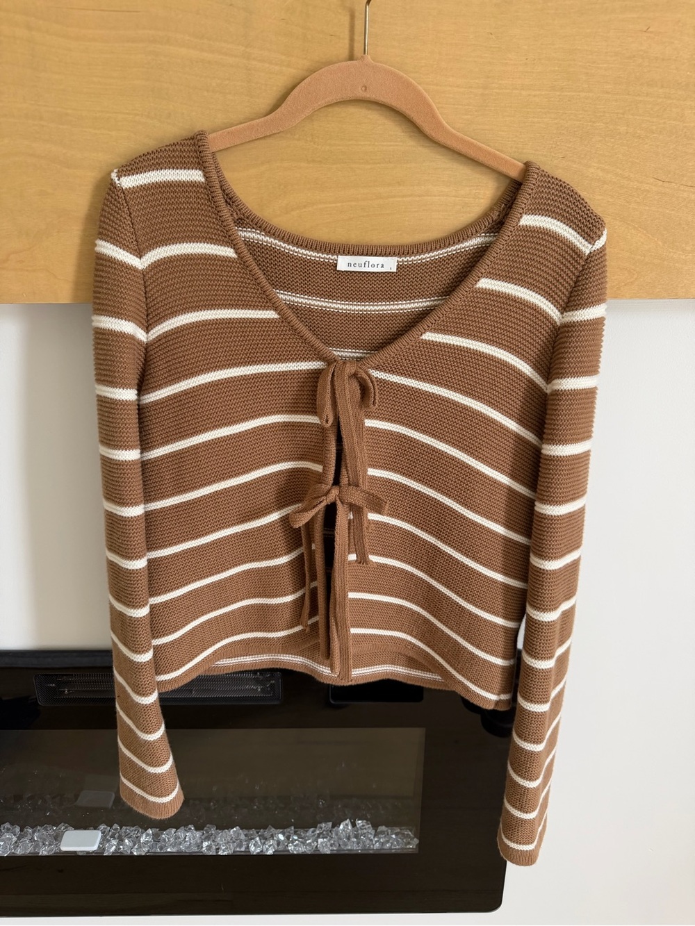 Neuflora Brown & White Striped Cardigan Sweater